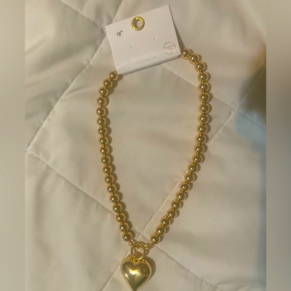 Puff Heart Necklace. 18 in. New; never worn